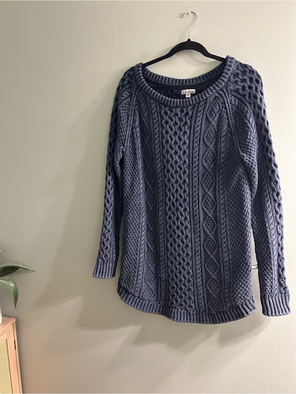 L.L Bean Signature Cotton Fisherman Tunic Sweater With Side Zips Women’s